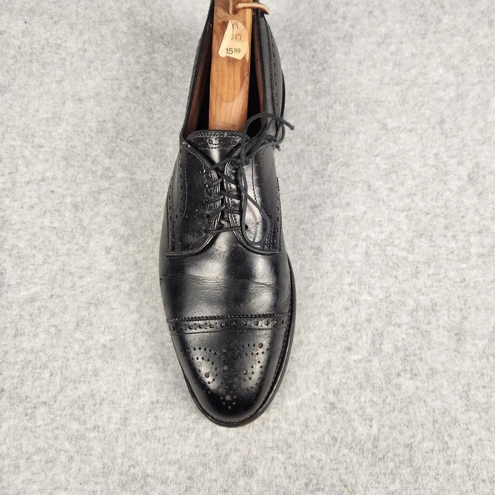 Allen Edmonds Sanford Shoes Mens Size 9.5‎ Black Oxford Brogue Dress Leather USA